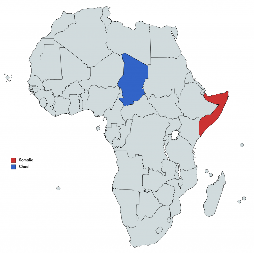 Africa, Map of Africa, Chad, Somalia